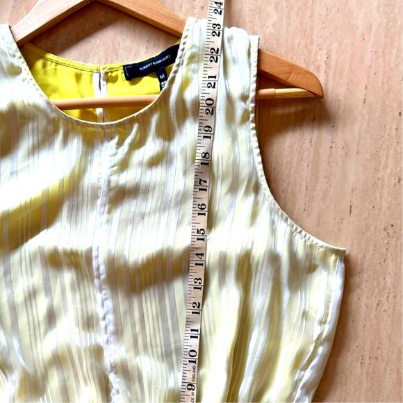 Robert Rodriguez Yellow and Cream Sleeveless Peplum Blouse Women's Medium - Picture 7 of 8